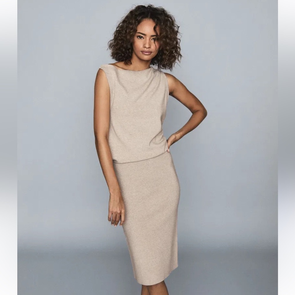 Reiss Claudine Draped Knitted Dress in Size Small